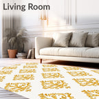 Ornate Golden Damask Pattern Rug