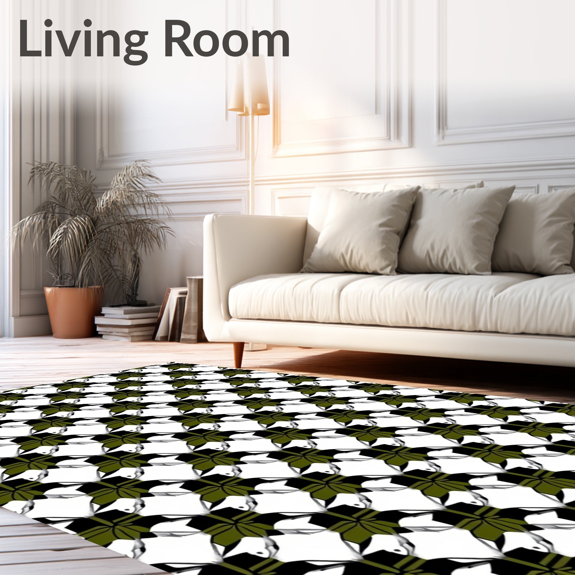 Geometric Leaf Bow Pattern Rug