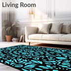 Bright Teal Foliage Symmetry Rug