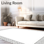 Black White Interlocking Geometric Pattern Rug