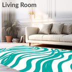 Modern Teal Wave Pattern Rug
