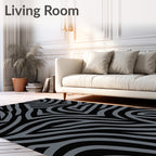 Monochrome Abstract Zebra Pattern Rug