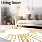 Golden Sunburst Rays Graphic Rug