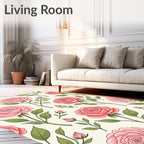 Pink Floral Stem Pattern Rug