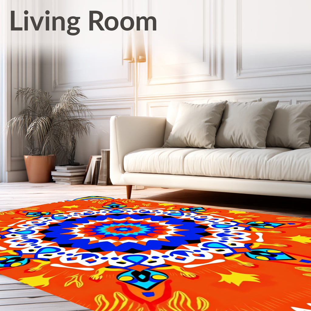 Vibrant Radial Mandala Pattern Rug