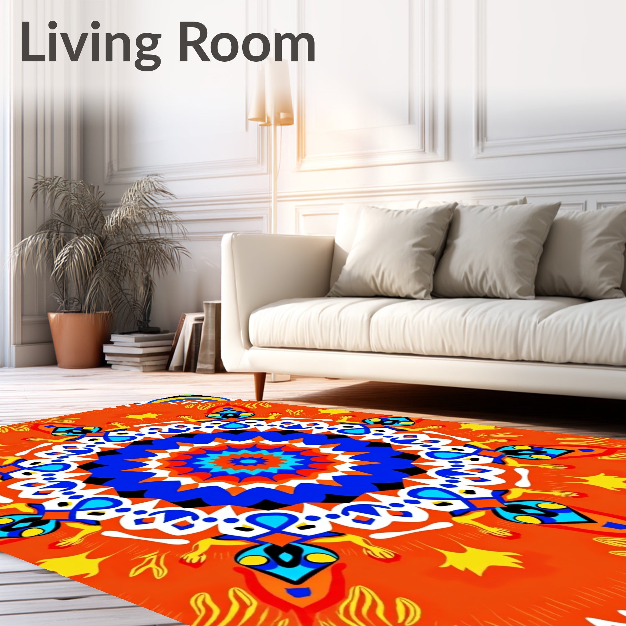 Vibrant Radial Mandala Pattern Rug