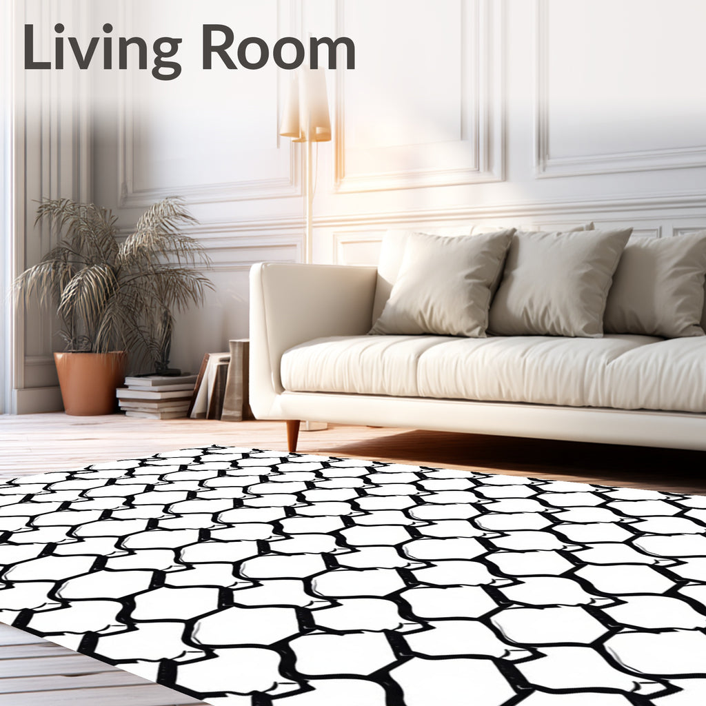 Black White Scales Pattern Rug