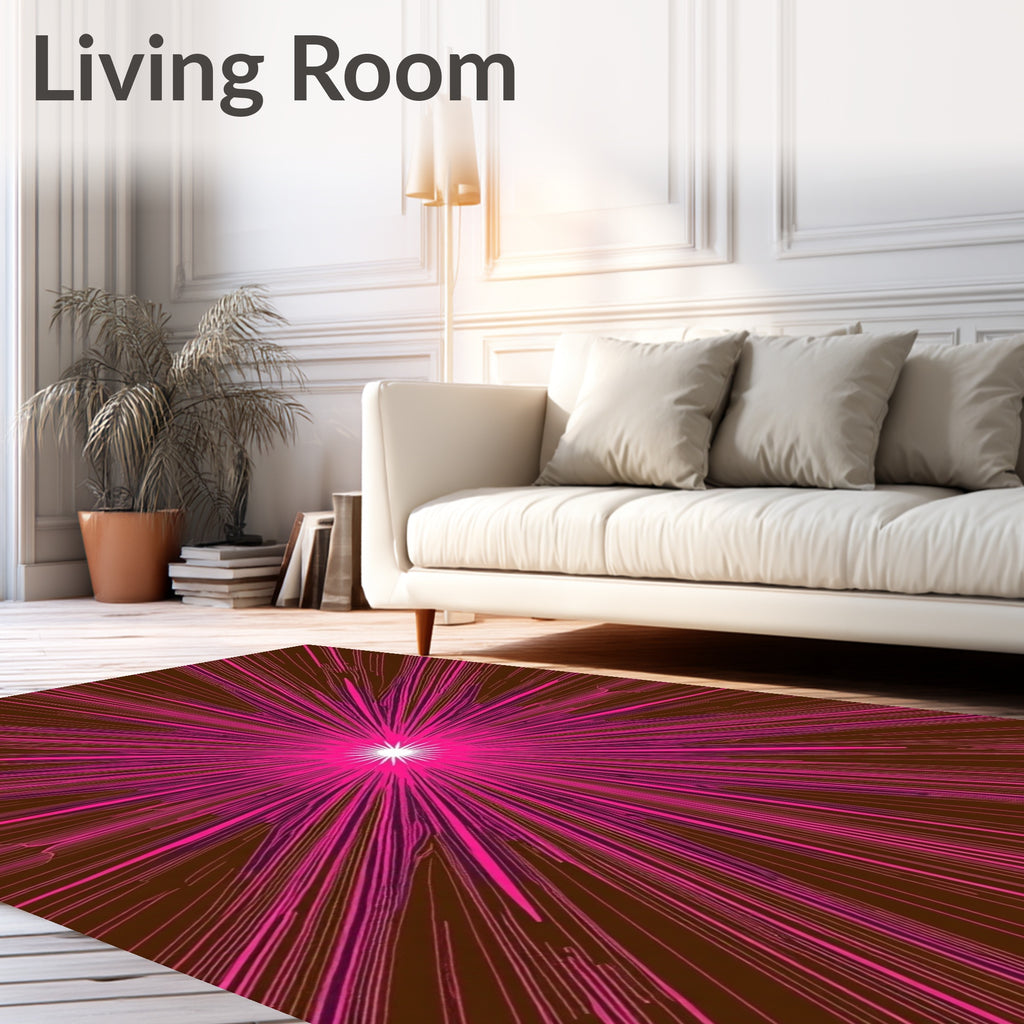 Radiant Burst Pink Brown Abstract Pattern Rug