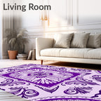 Royal Purple Floral Scroll Pattern Rug