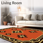 Warm Terracotta Floral Motif Rug