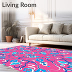 Ornate Floral Vines On Pink Background Rug