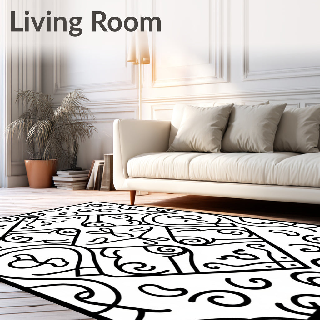 Intricate Swirls Geometric Design Rug