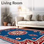Intricate Ivory Red Floral Medallion Rug