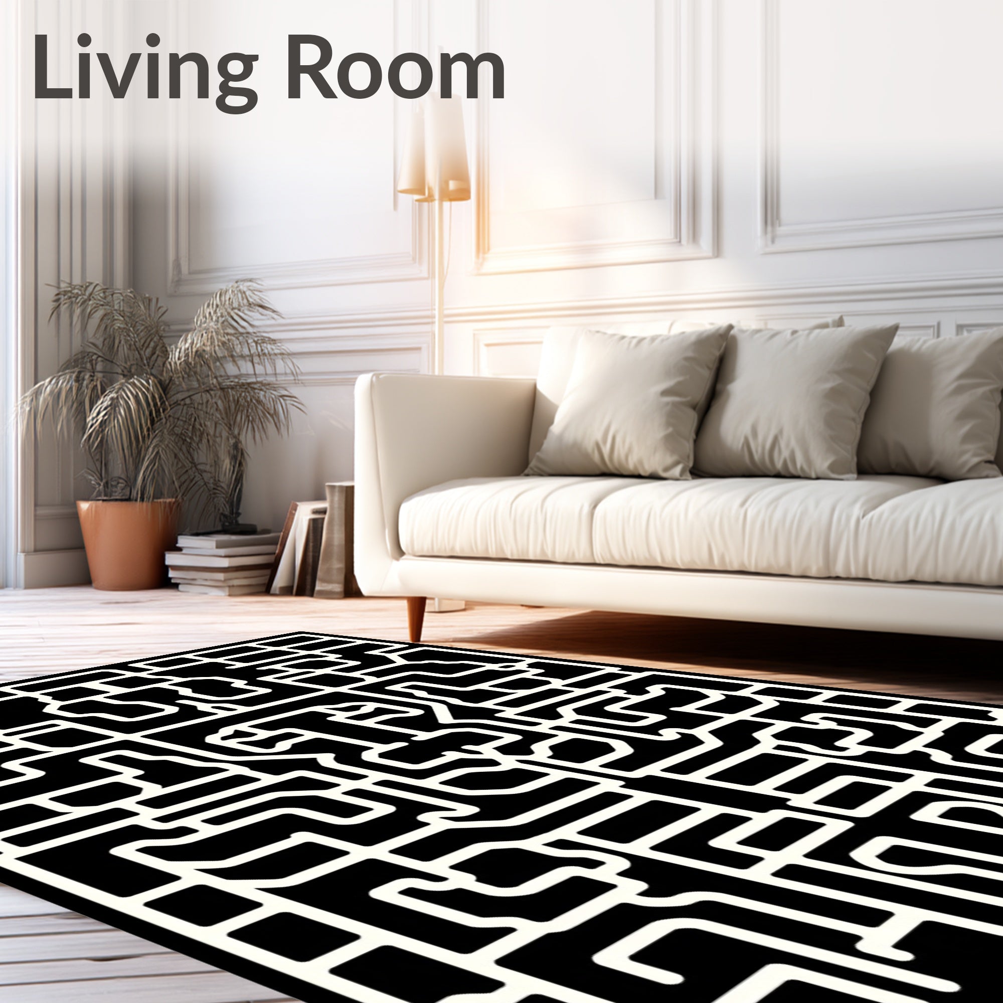Bold Abstract Geometric Maze Design Rug