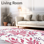 Pink Leaf Branch Pattern Design Rug