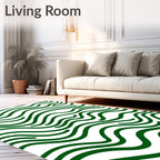 Green Wavy Striped Surface Pattern Rug