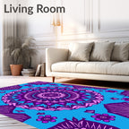 Vibrant Purple Floral Mandala Design Rug
