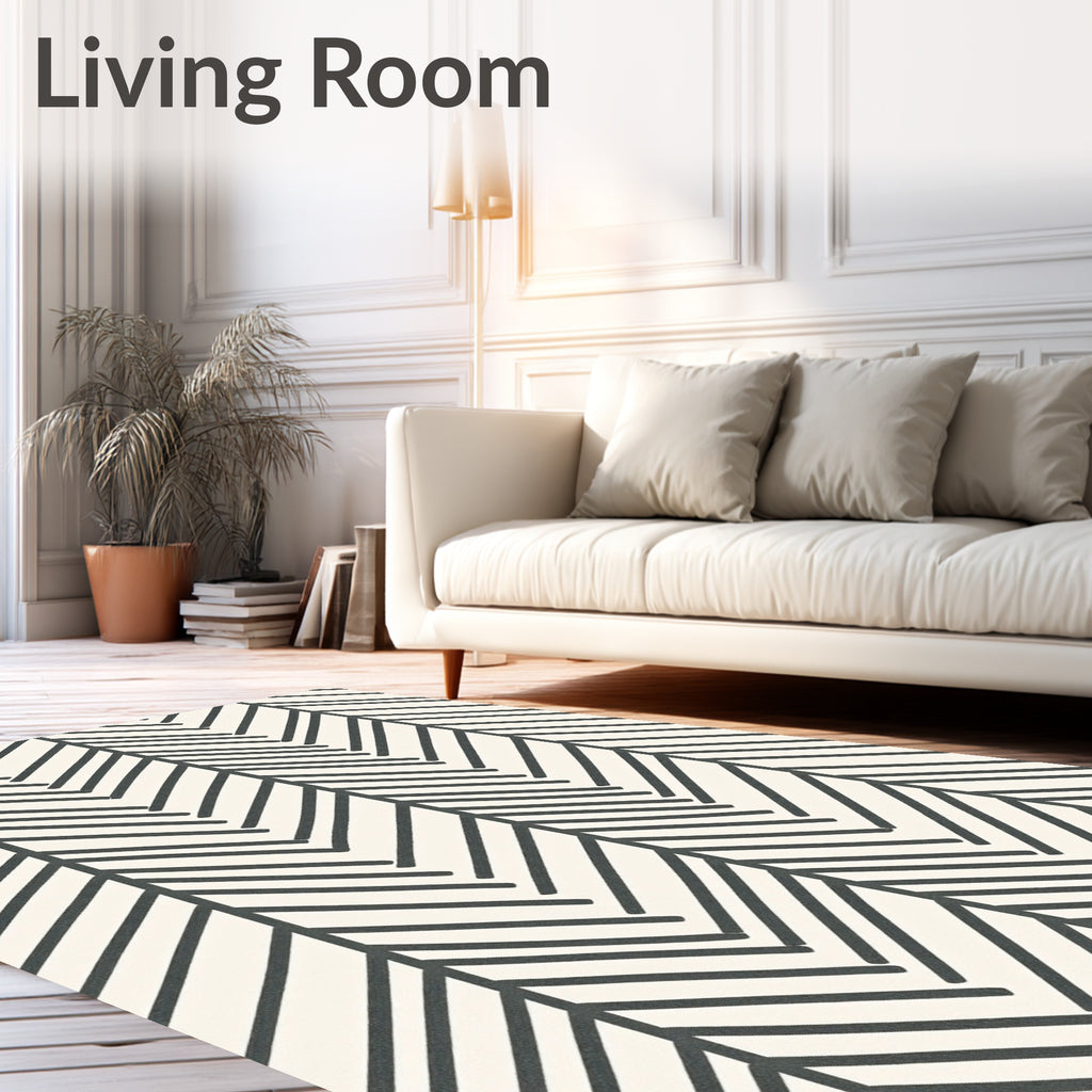 Minimalist Herringbone Stripe Pattern Rug