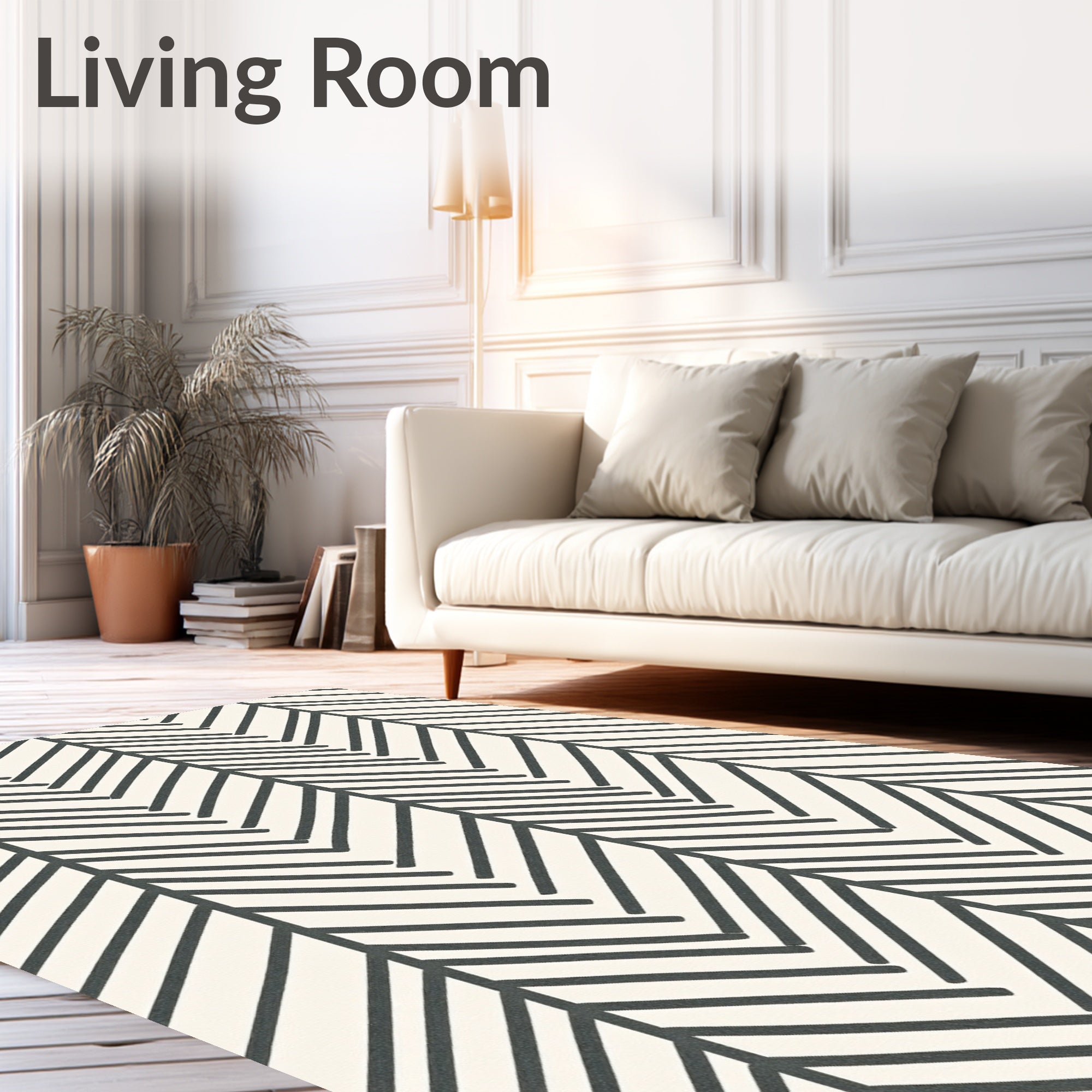 Minimalist Herringbone Stripe Pattern Rug