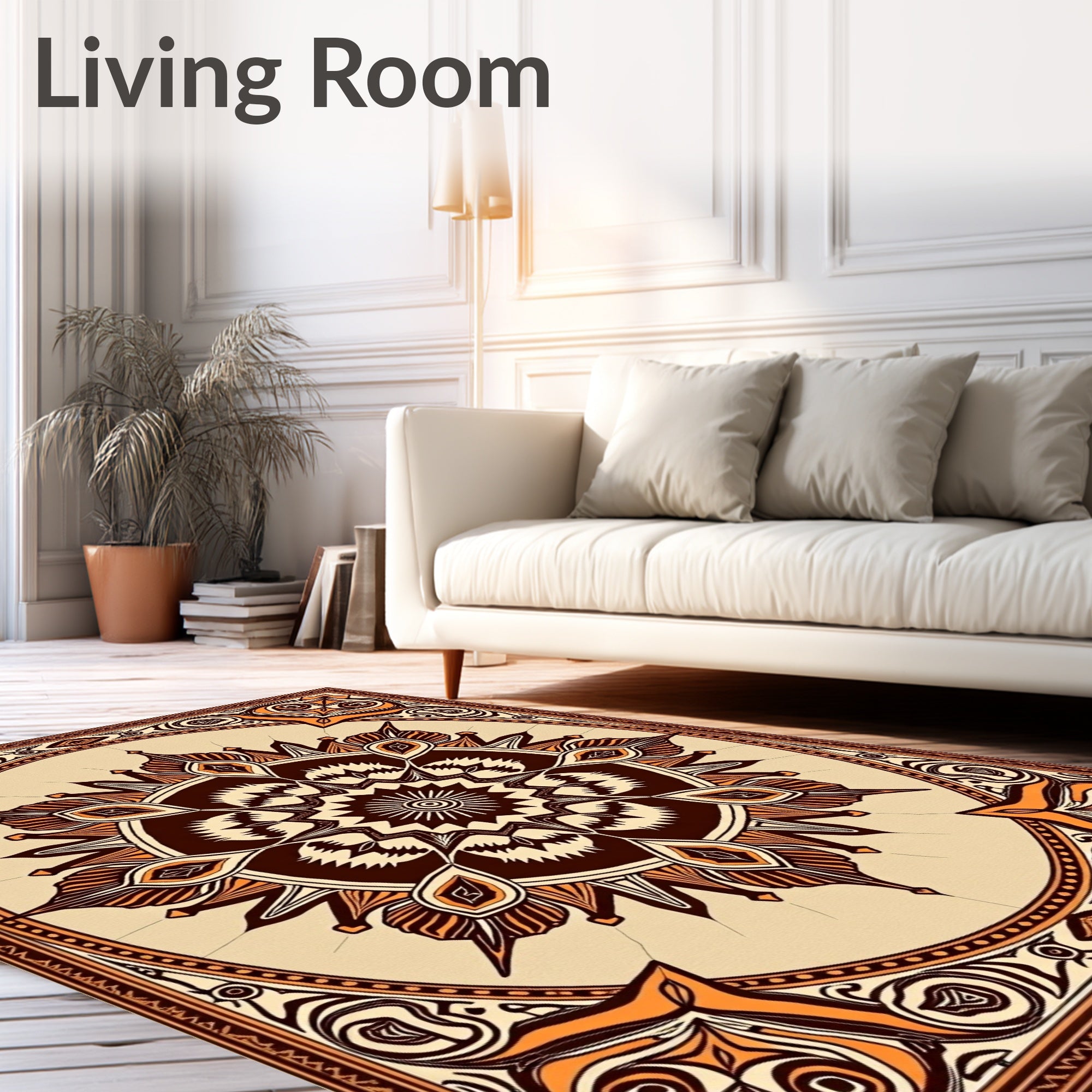 Intricate Mandala Patterned Geometric Rug
