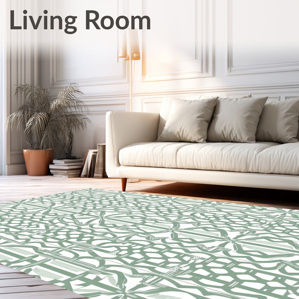 Art Deco Green Geometric Pattern Rug