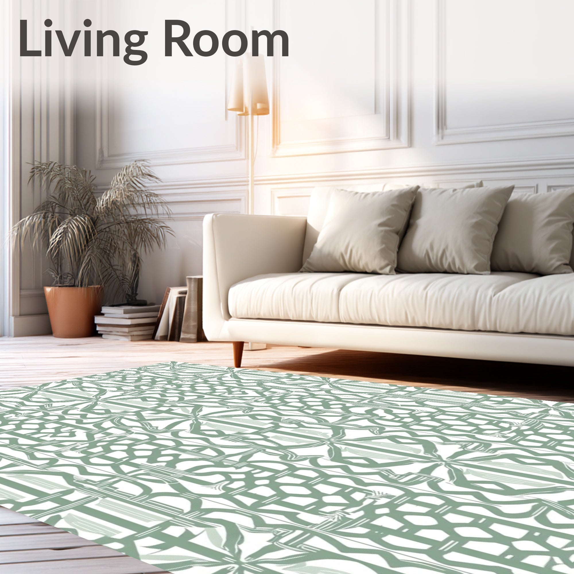 Art Deco Green Geometric Pattern Rug