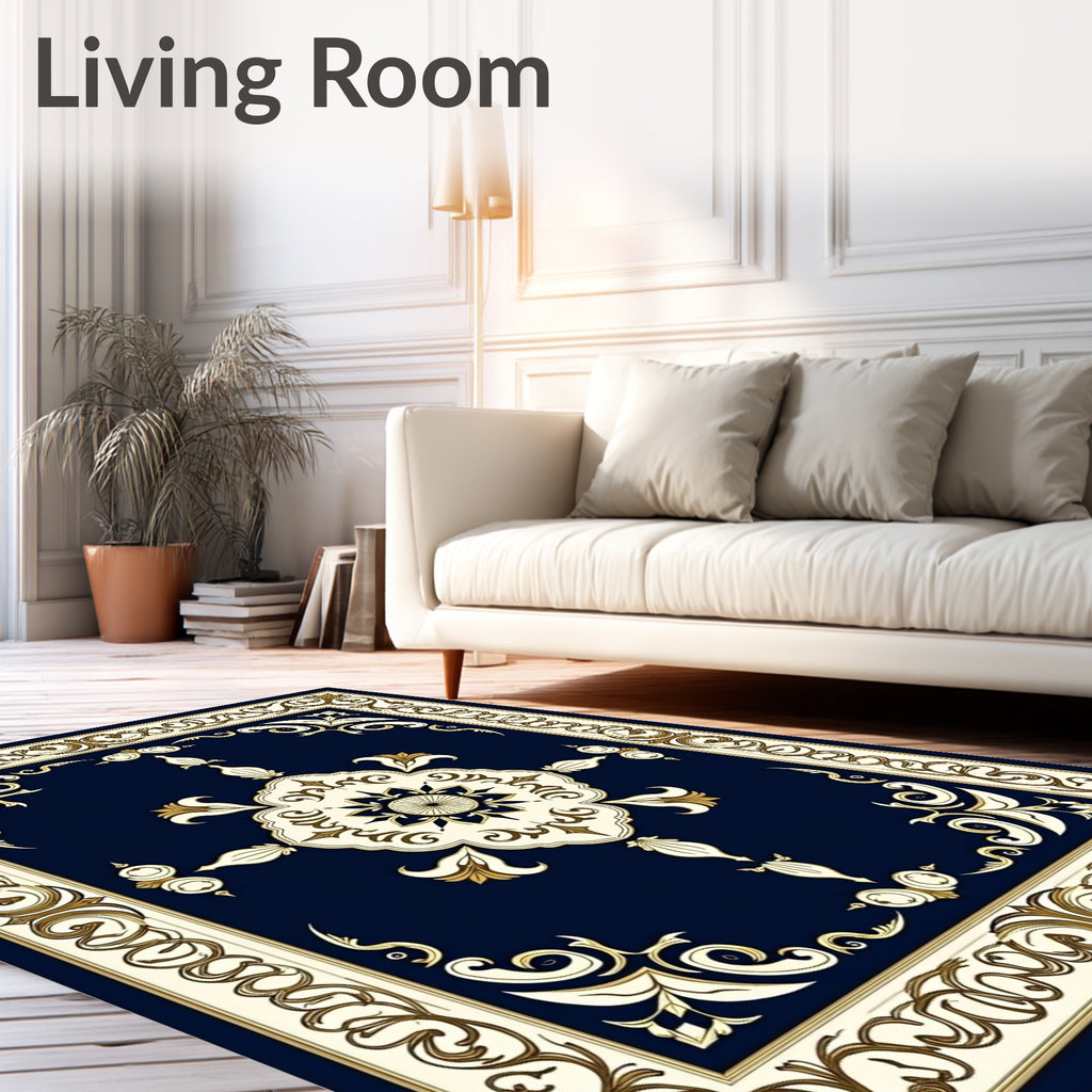 Ornate Floral and Scroll Pattern Rug