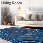 Bold Blue White Wavy Stripes Rug
