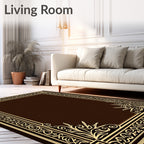 Ornate Scrollwork Floral Border Rug