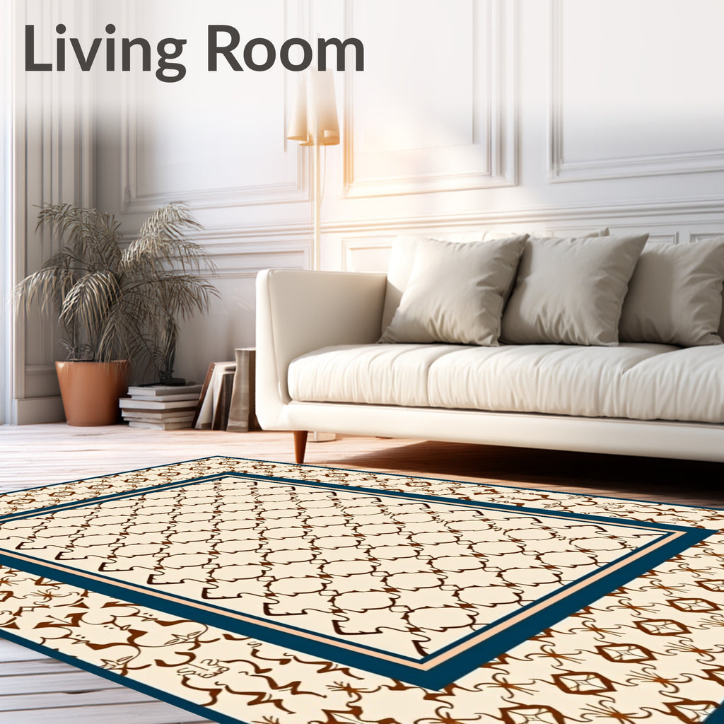 Ornate Patterned Cream Brown Rug