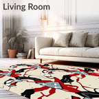 Abstract Red Black White Pattern Rug