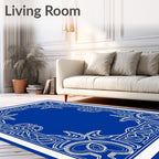Ornate White Celtic Knot Border Rug