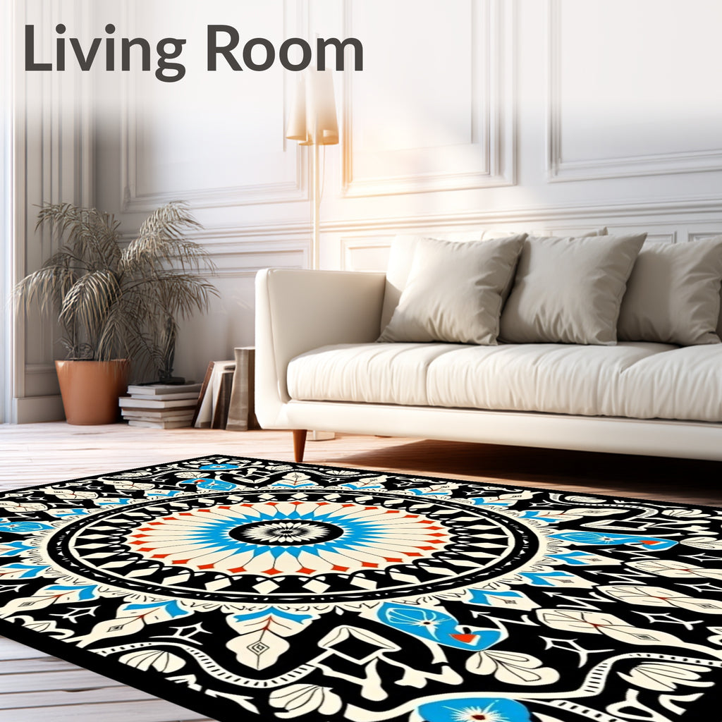 Bold Floral Mandala Pattern Rug