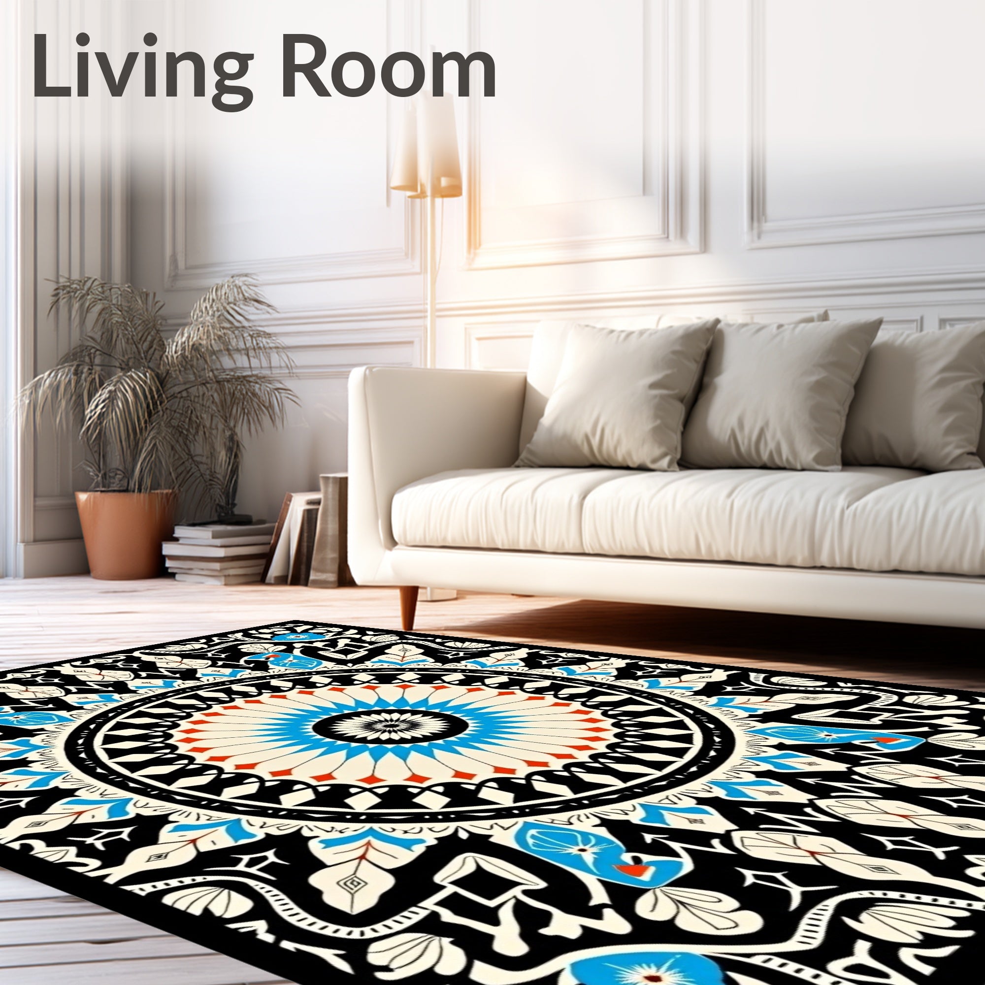Bold Floral Mandala Pattern Rug