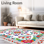 Vibrant Floral Botanical Folk Pattern Rug