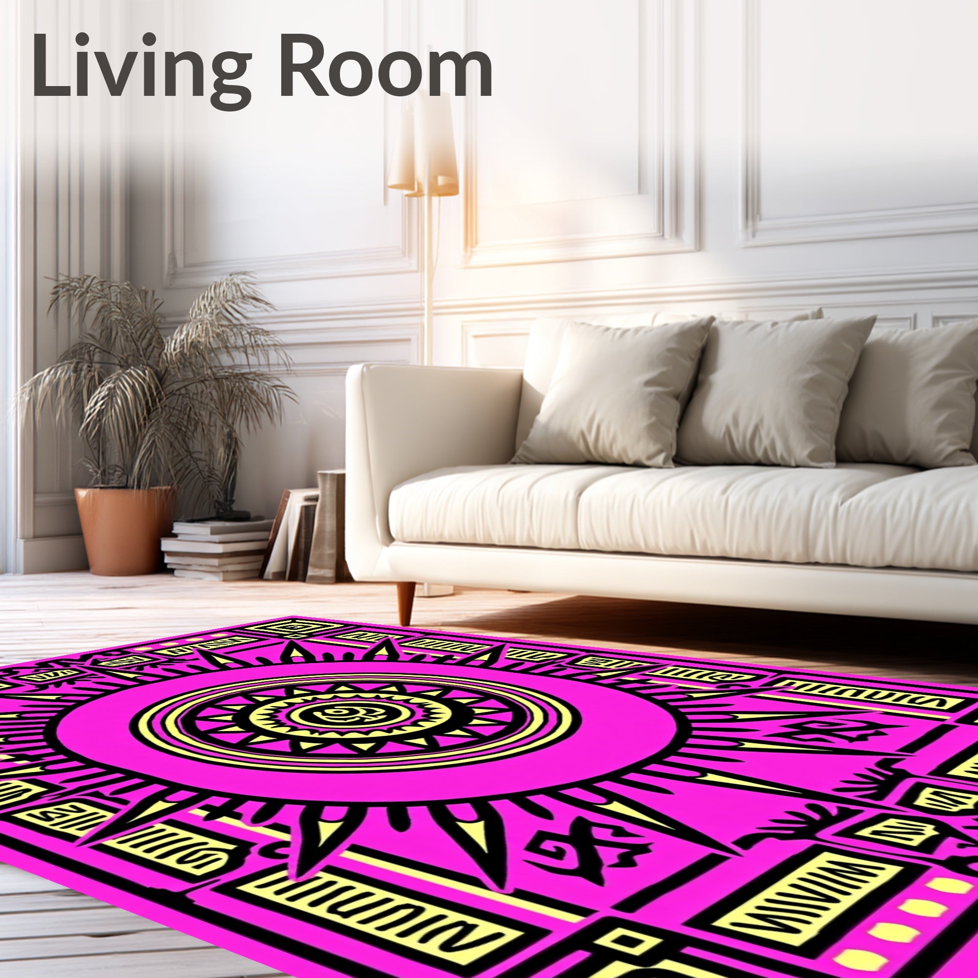 Radiant Sunburst Geometric Pattern Rug