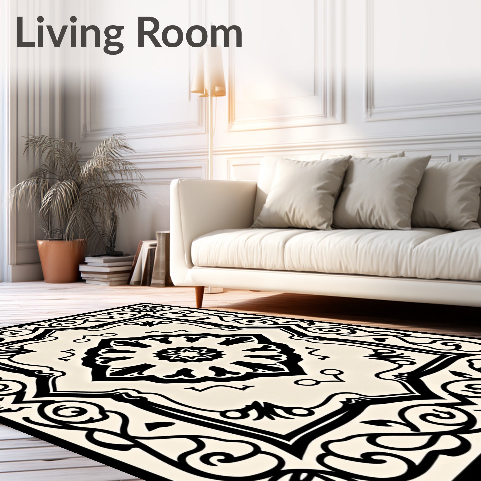Intricate Floral Scrollwork Medallion Design Rug