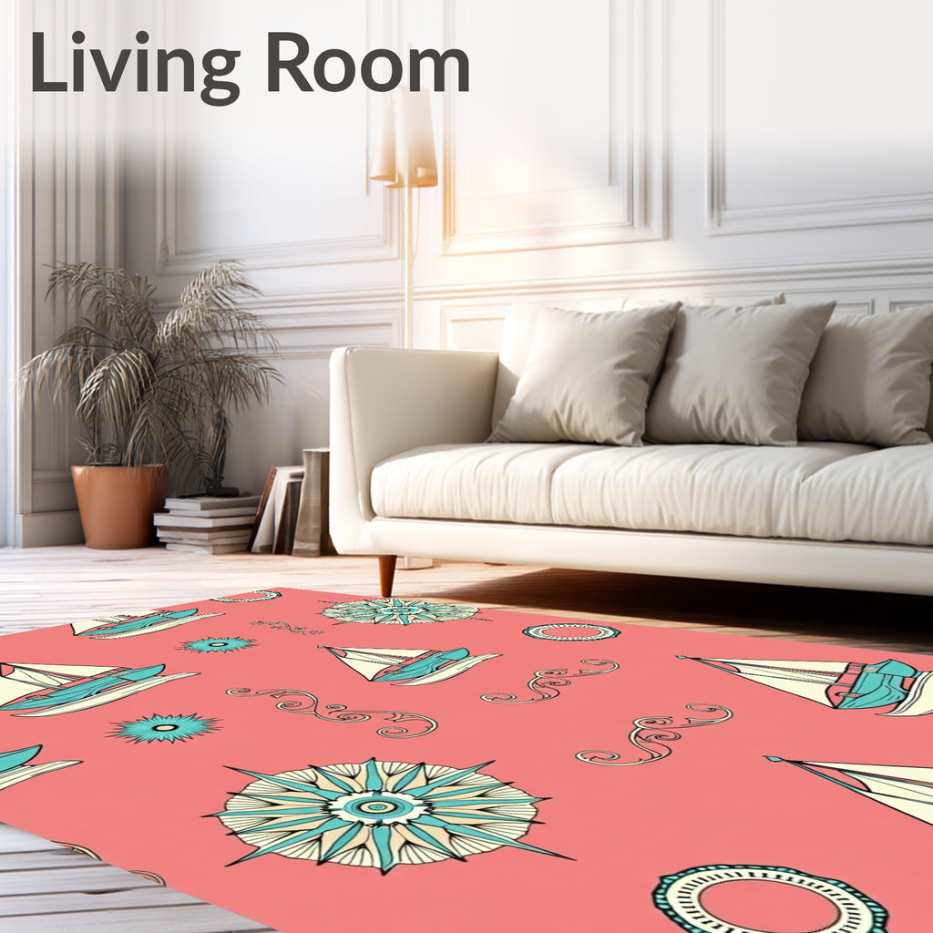 Nautical Sailing Theme Pattern Rug