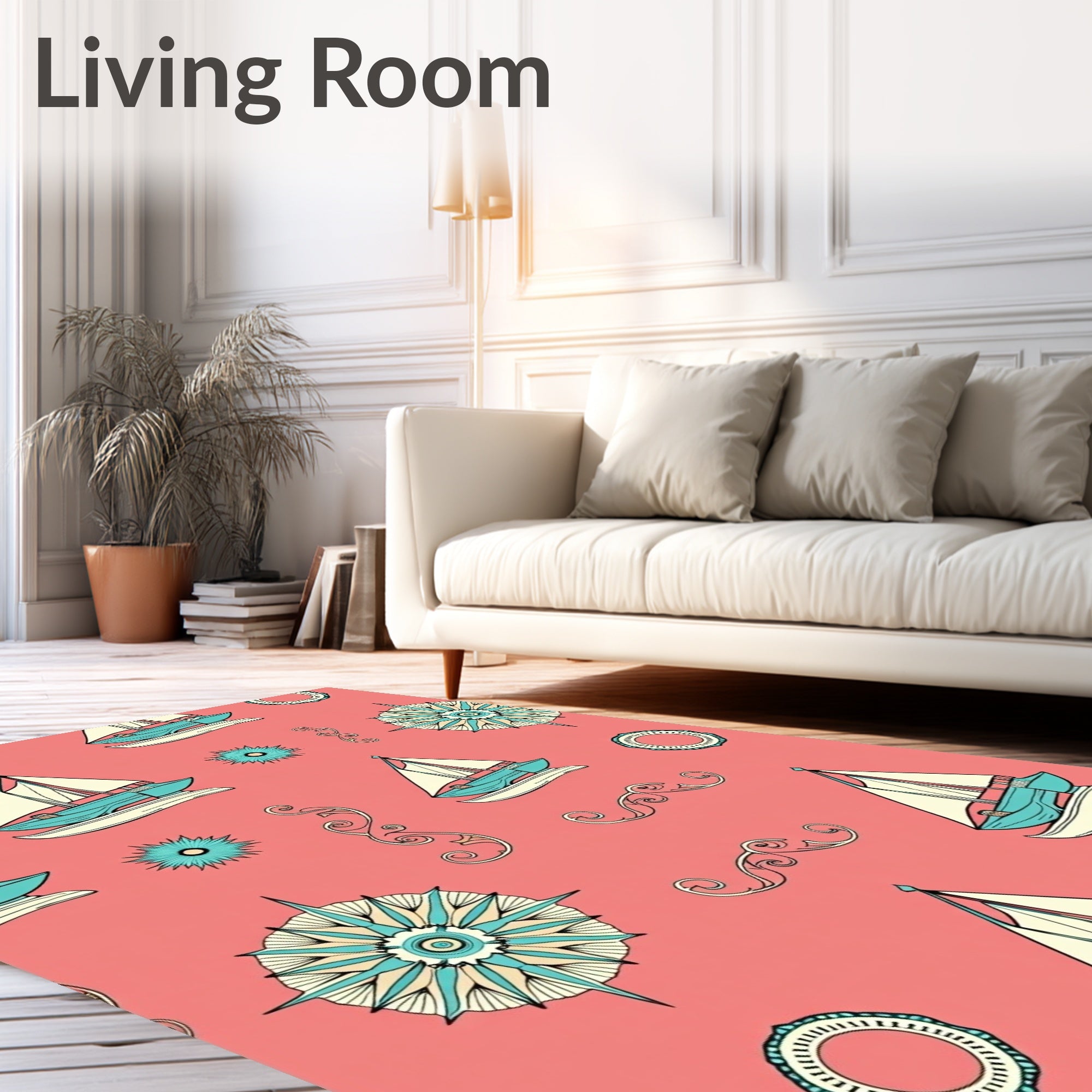 Nautical Sailing Theme Pattern Rug