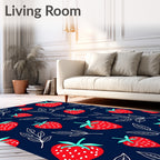 Red Strawberry Leaf Pattern Design Rug