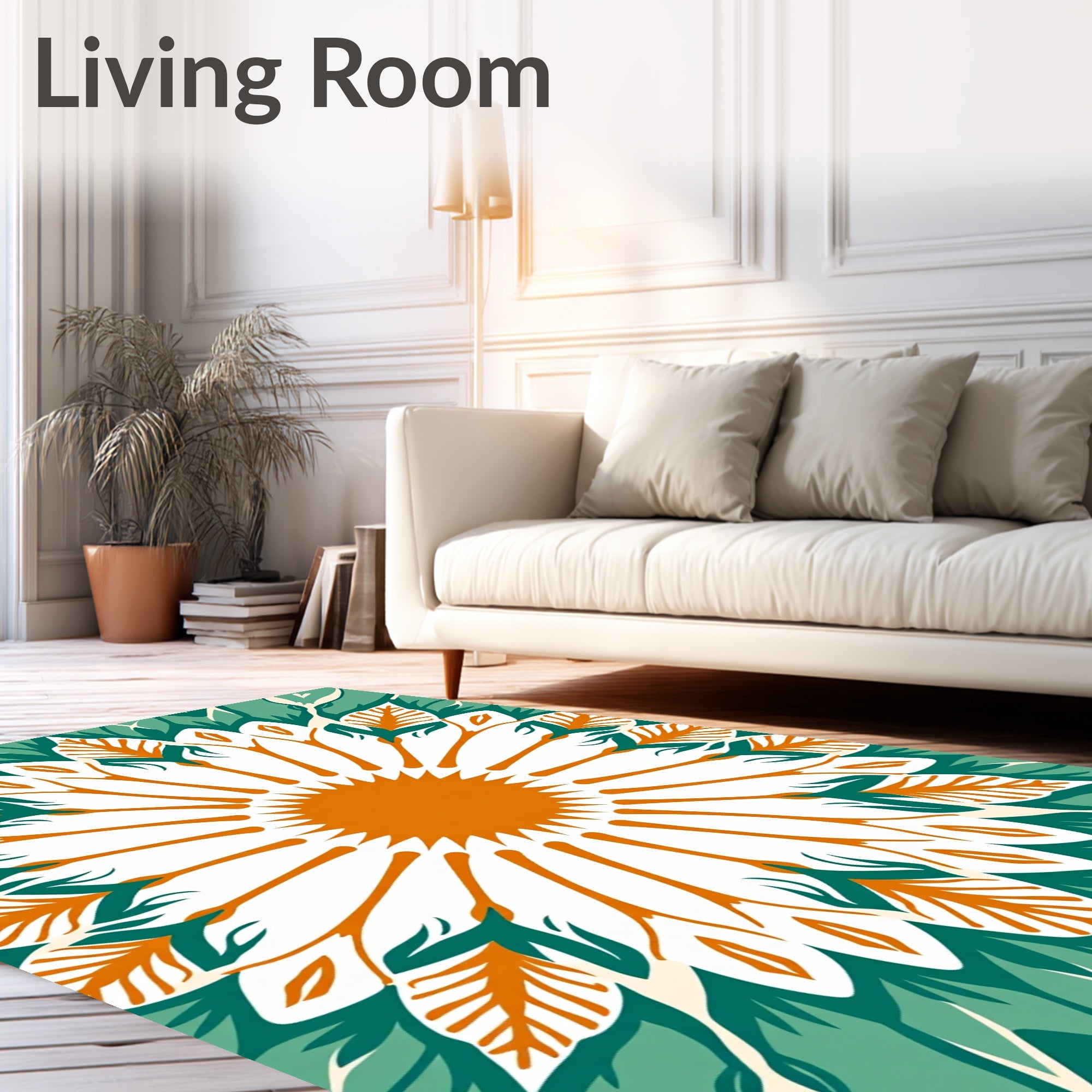 Modern Floral Mandala Pattern Rug