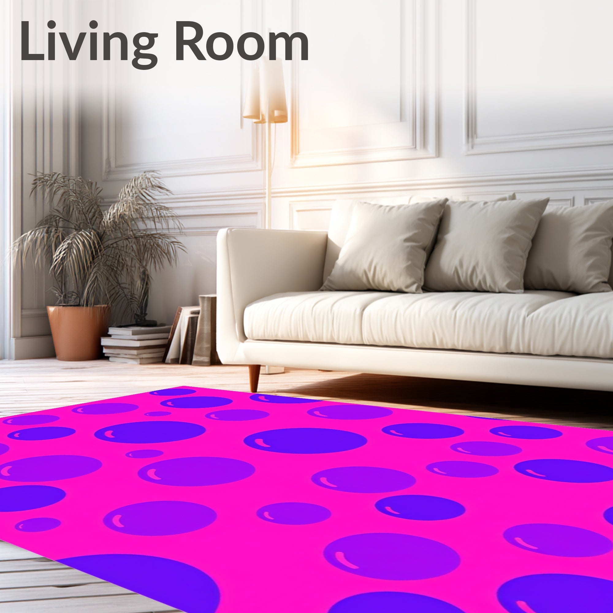 Vibrant Pink Purple Bubble Pattern Rug