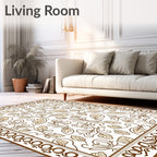 Brown Floral Swirl Patterned Rug