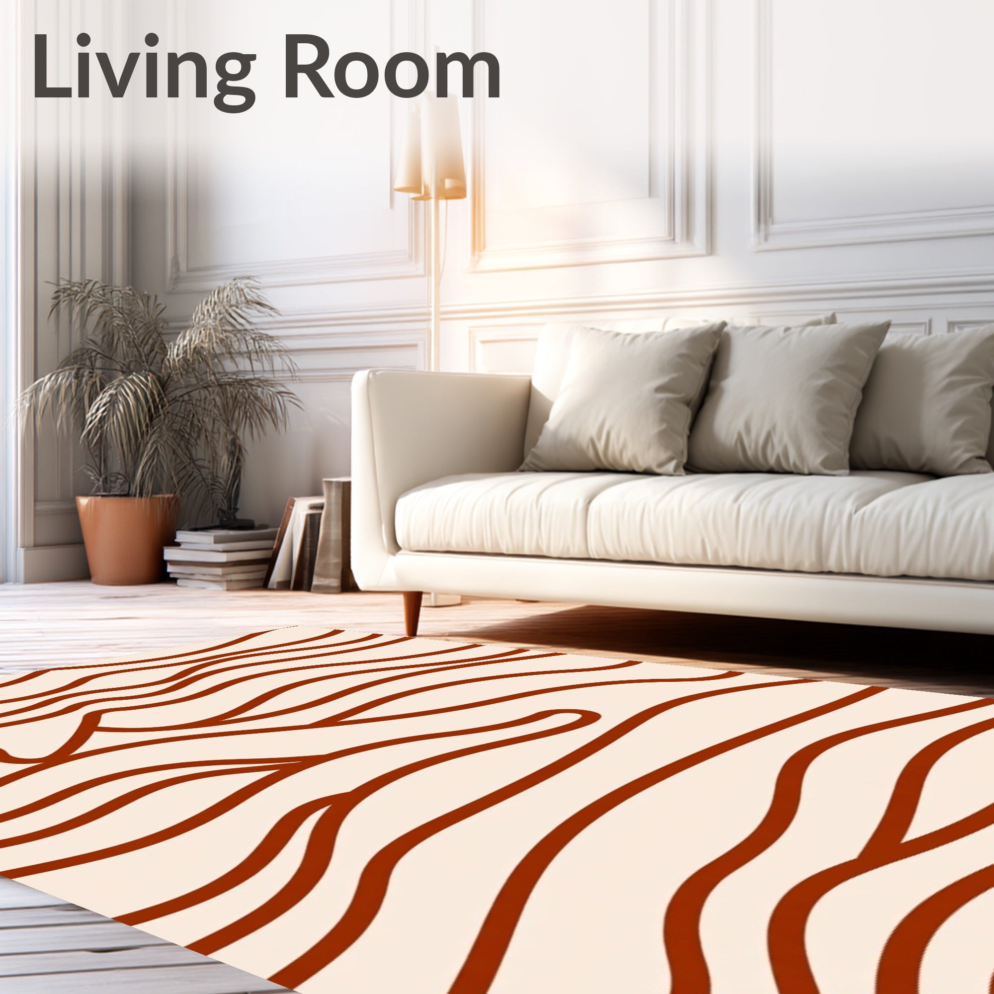 Abstract Wavy Terracotta Design Rug