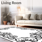 Ornate Scrollwork Classic Border Design Rug