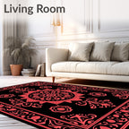 Intricate Red Floral Mandala Design Rug