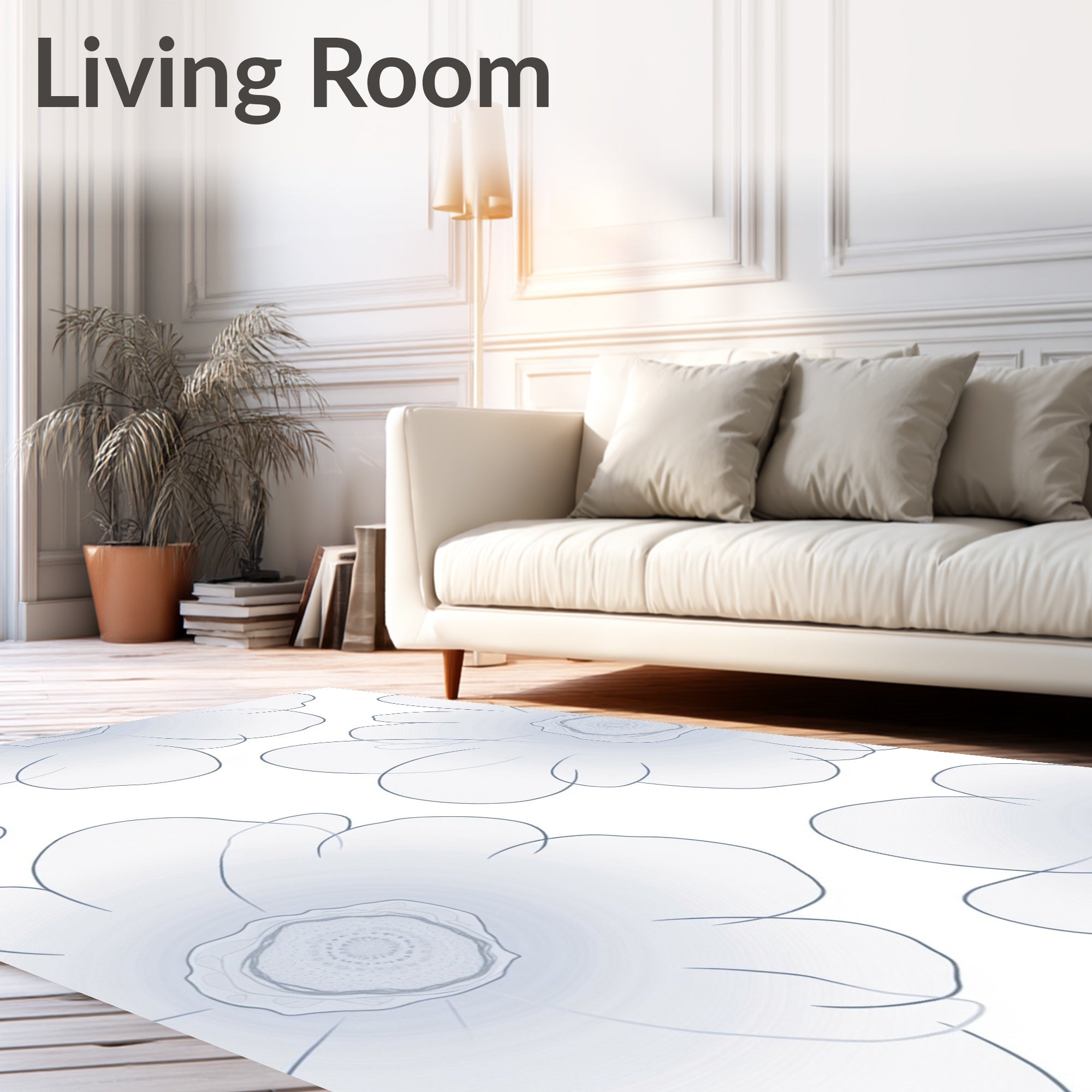 Light Blue Gradient Floral Pattern Rug
