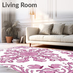 Pink Floral Centerpiece Damask Design Rug