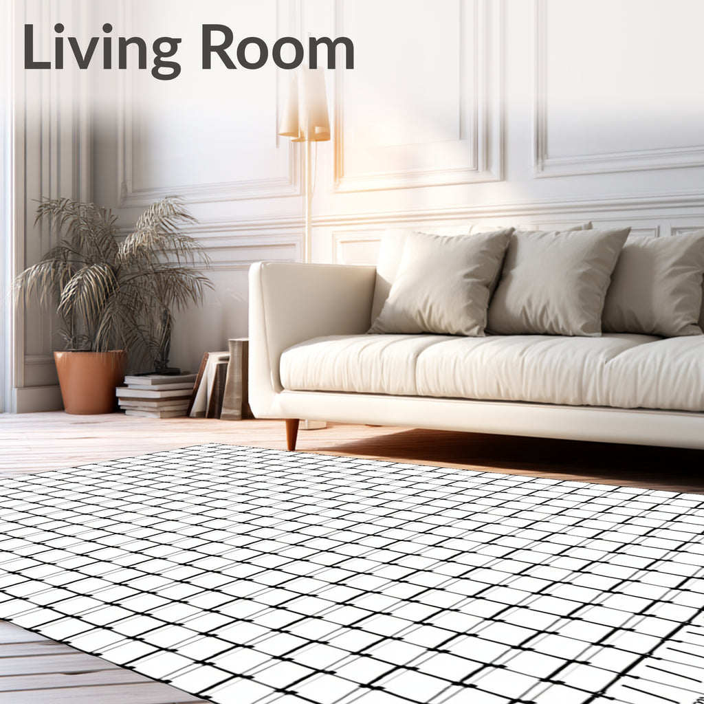Simple Black Grid Pattern Rug