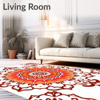 Vibrant Orange Mandala Inspired Pattern Rug